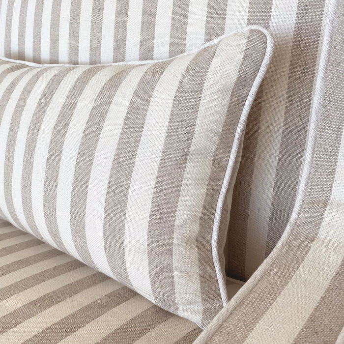 Bondi Hamptons 2 Seat Sofa Stripe With White Piping Natural - OWFL0227NS-2