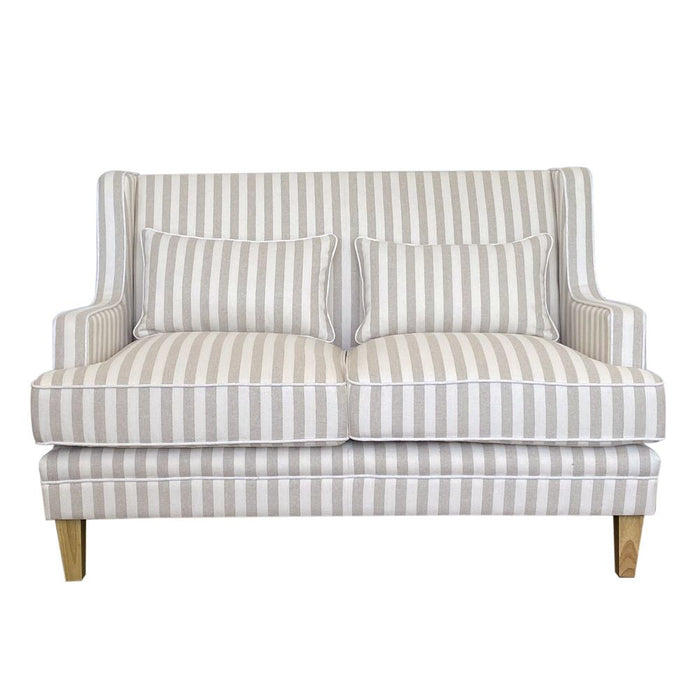 Bondi Hamptons 2 Seat Sofa Stripe With White Piping Natural - OWFL0227NS-2
