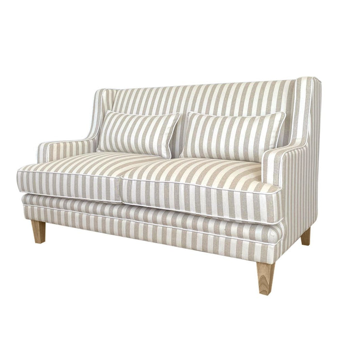 Bondi Hamptons 2 Seat Sofa Stripe With White Piping Natural - OWFL0227NS-2