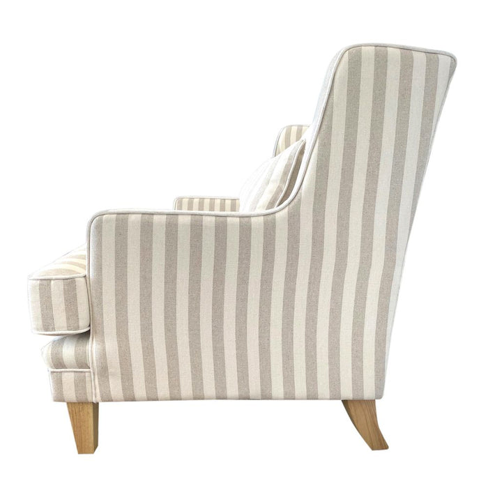 Bondi Hamptons 2 Seat Sofa Stripe With White Piping Natural - OWFL0227NS-2
