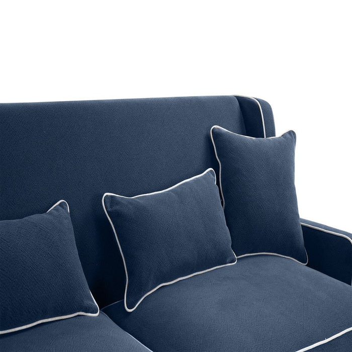Bondi Hamptons 3 Seat Soft With White Piping Navy - OWFL0227NV-3