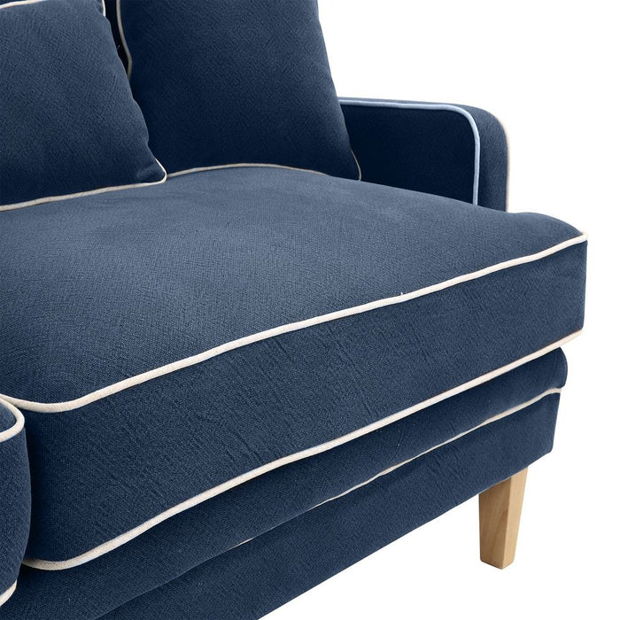 Bondi Hamptons 3 Seat Soft With White Piping Navy - OWFL0227NV-3