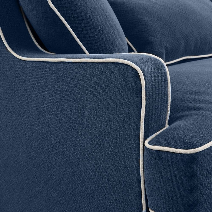 Bondi Hamptons 3 Seat Soft With White Piping Navy - OWFL0227NV-3