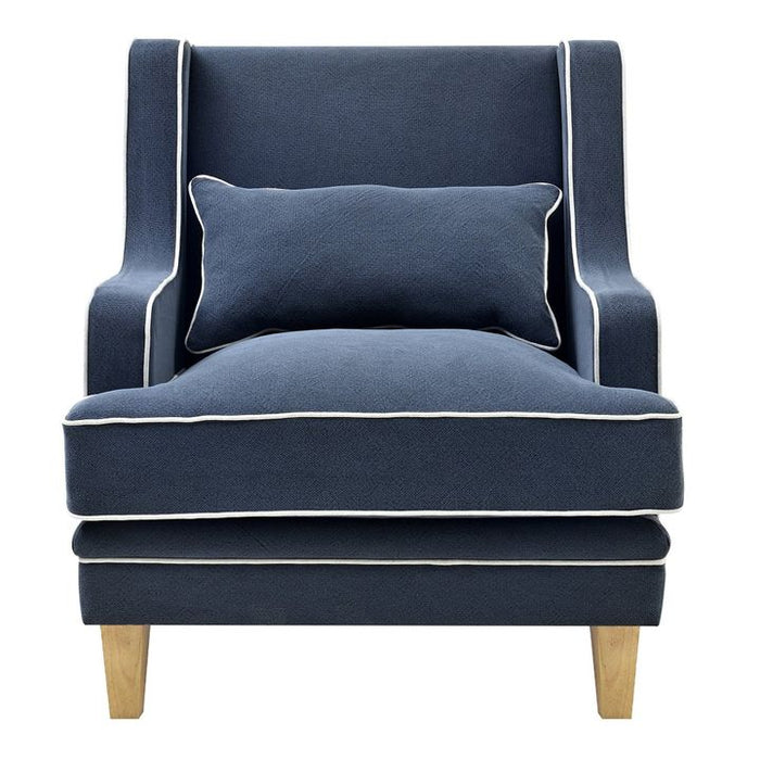 Bondi Hamptons Armchair White Piping Navy - OWFL0227NV-1
