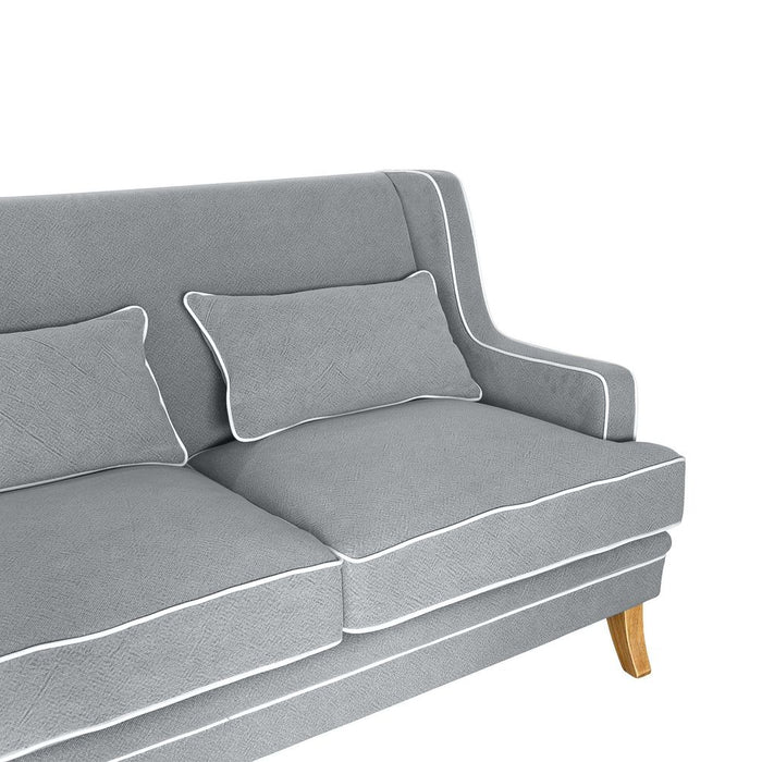 Bondi Hamptons 2 Seat Sofa With White Piping Grey - OWFL0227SB-2
