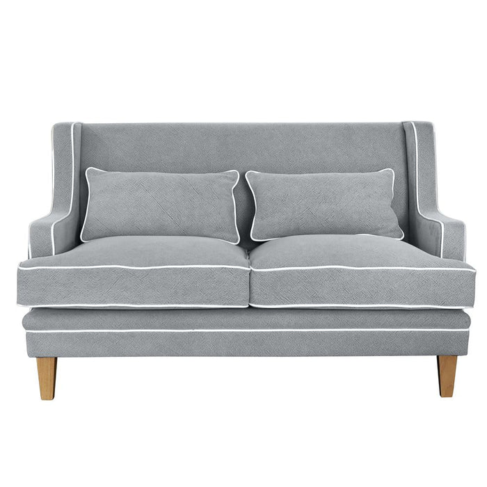 Bondi Hamptons 2 Seat Sofa With White Piping Grey - OWFL0227SB-2