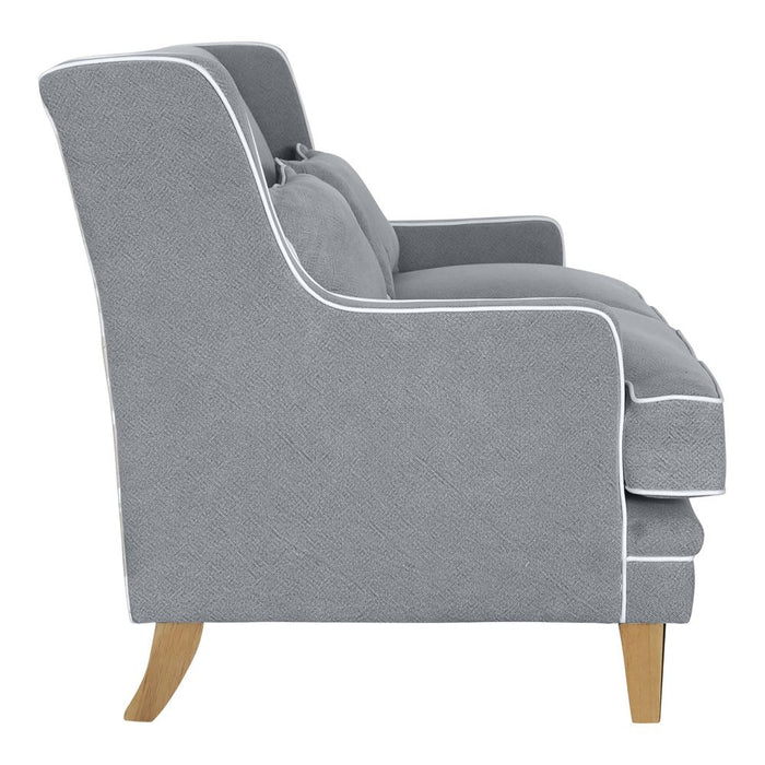 Bondi Hamptons 2 Seat Sofa With White Piping Grey - OWFL0227SB-2