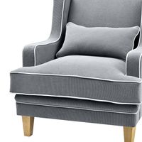 Bondi Hamptons Armchair White Piping Grey - OWFL0227SB-1