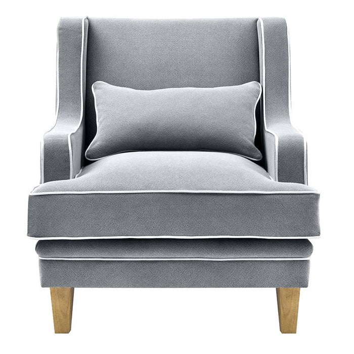 Bondi Hamptons Armchair White Piping Grey - OWFL0227SB-1
