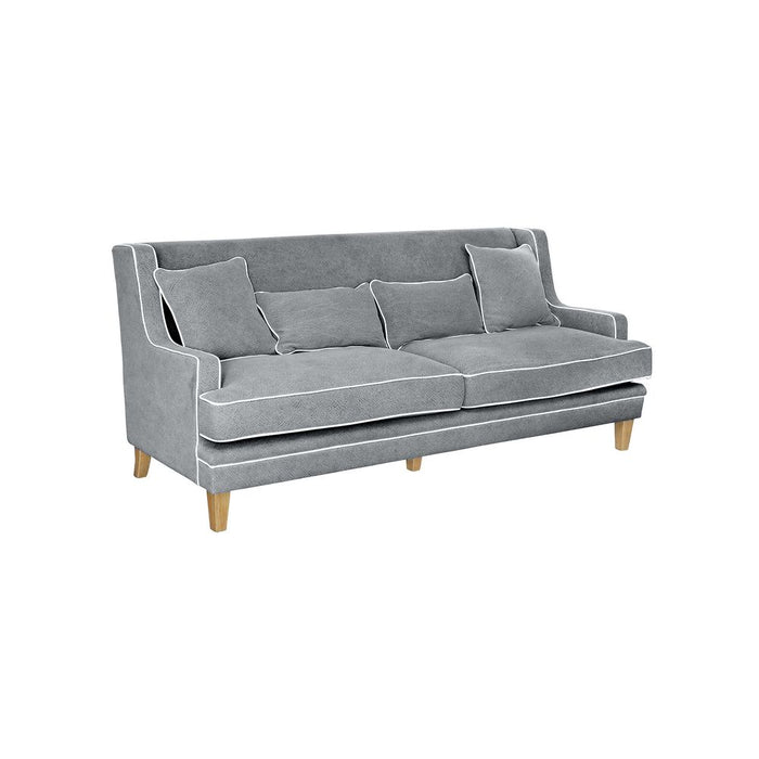 Bondi Hamptons 3 Seat Sofa With White Piping Grey - OWFL0227SB-3
