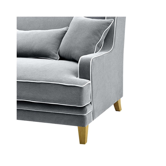 Bondi Hamptons 3 Seat Sofa With White Piping Grey - OWFL0227SB-3