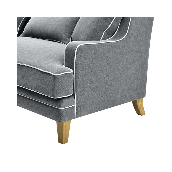 Bondi Hamptons 3 Seat Sofa With White Piping Grey - OWFL0227SB-3