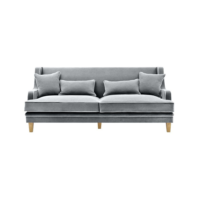 Bondi Hamptons 3 Seat Sofa With White Piping Grey - OWFL0227SB-3
