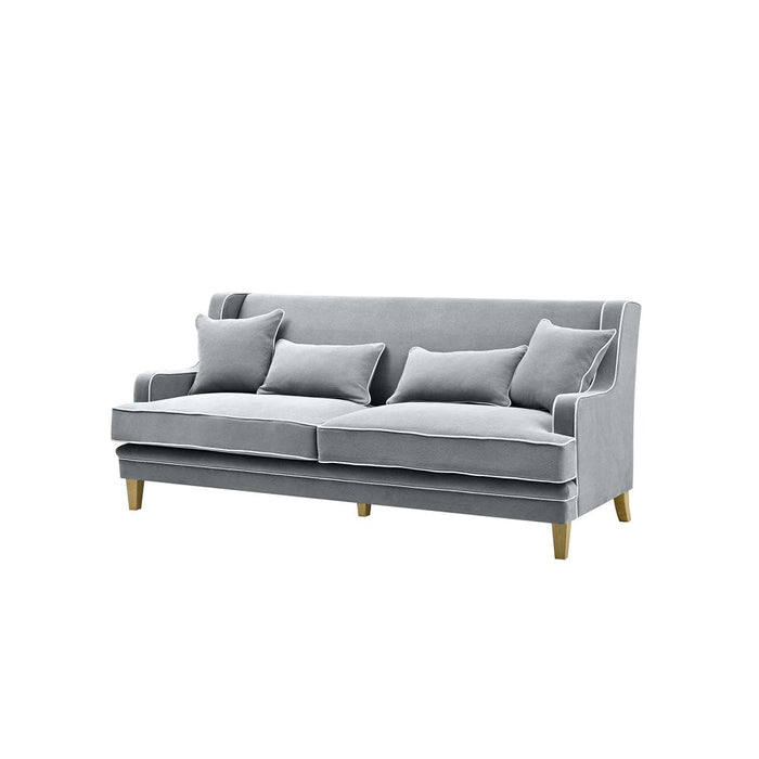 Bondi Hamptons 3 Seat Sofa With White Piping Grey - OWFL0227SB-3