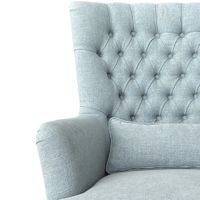 Bayside Hamptons Buttoned Armchair With Wooden Legs Green - OWFL0236MG