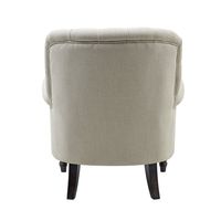 Maurice Linen Blend Hamptons Buttoned Armchair Studs Dark Legs With Natural - OWFL0244ND