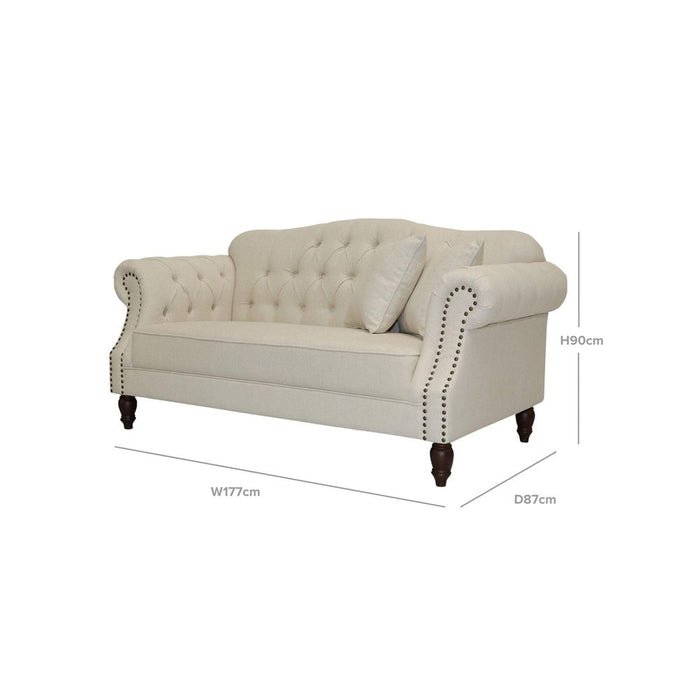 Vaucluse 2 Seat Hamptons Buttoned Sofa Linen Blend Beige - OWFL0246-2