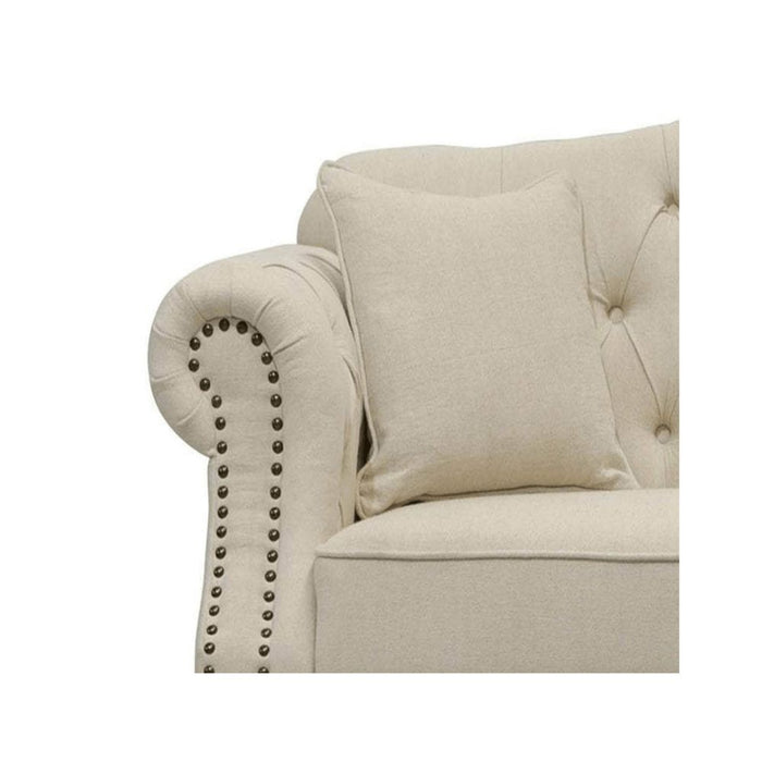 Vaucluse 2 Seat Hamptons Buttoned Sofa Linen Blend Beige - OWFL0246-2