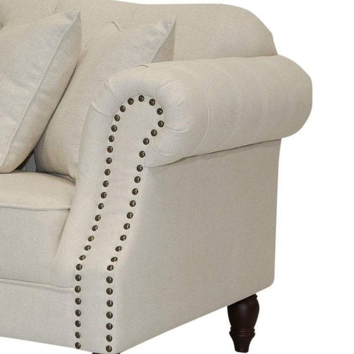Vaucluse 2 Seat Hamptons Buttoned Sofa Linen Blend Beige - OWFL0246-2