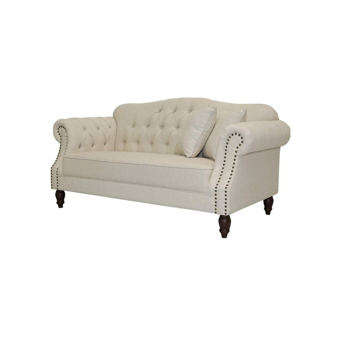 Vaucluse 2 Seat Hamptons Buttoned Sofa Linen Blend Beige - OWFL0246-2
