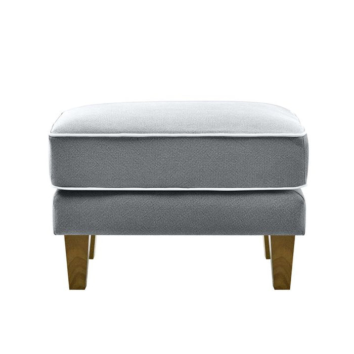 Bondi Hamptons Ottoman White Piping Grey - OWFL0251SB