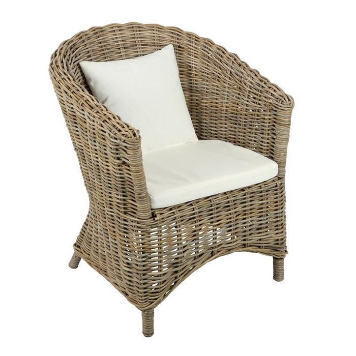 Nova Rattan Outdoor Under Cover Chair with Cushion Grey - FUR1393