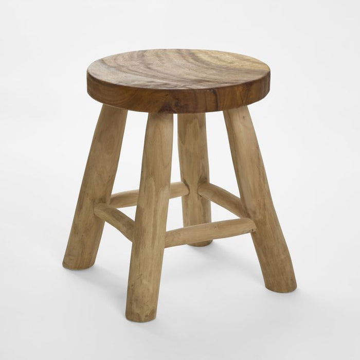 Lacquered Teak Wood Stool Natural - BULDW106
