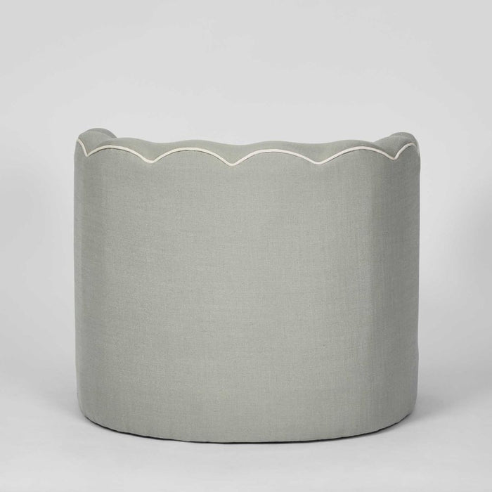 Camille Scallop Armchair Seafoam with White Piping Light Blue - FUR0168