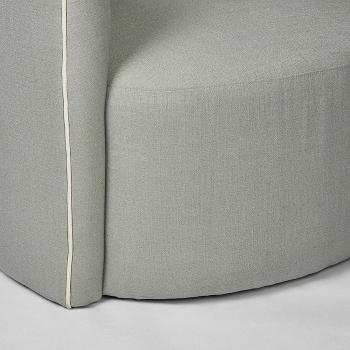 Camille Scallop Armchair Seafoam with White Piping Light Blue - FUR0168