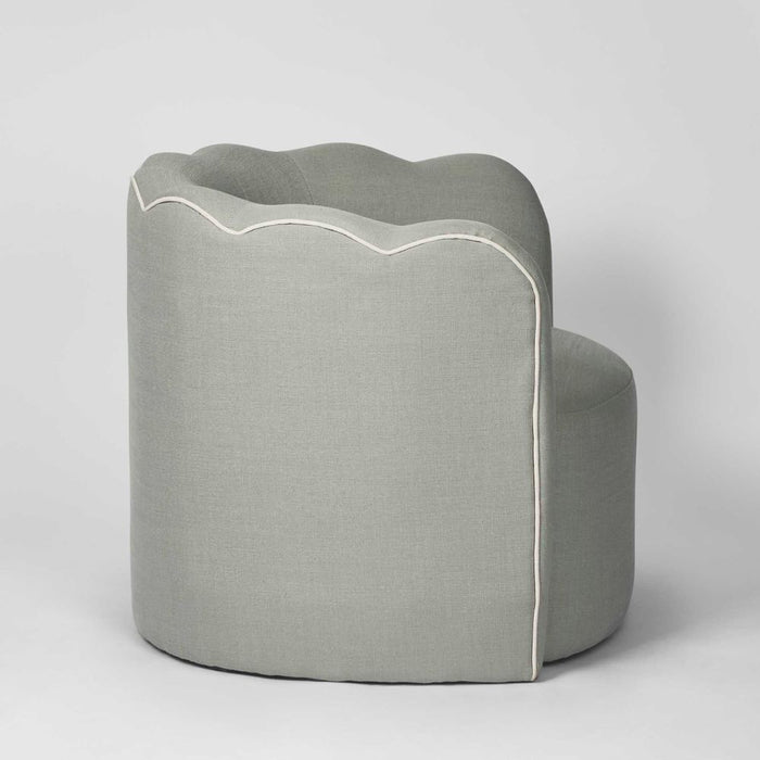 Camille Scallop Armchair Seafoam with White Piping Light Blue - FUR0168