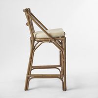 Cayman Hamptons Bar Stool Cream Cushion & Footrest Off White - OWEJ0009C