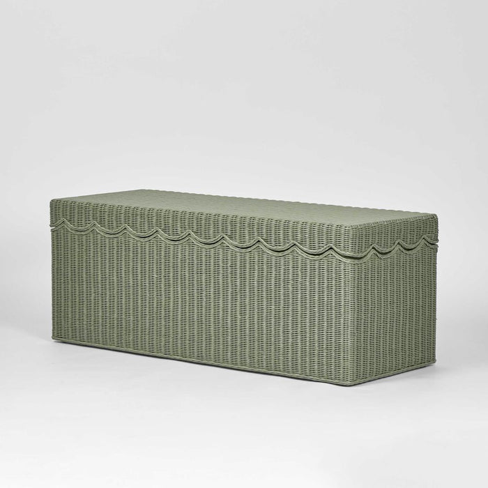 Belle Rattan Outdoor Under Cover Storage Bench Green - FUR0139