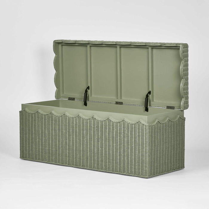Belle Rattan Outdoor Under Cover Storage Bench Green - FUR0139
