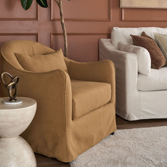 Ville Armchair with Nutmeg Slip Cover Brown - KITFUR0157NU