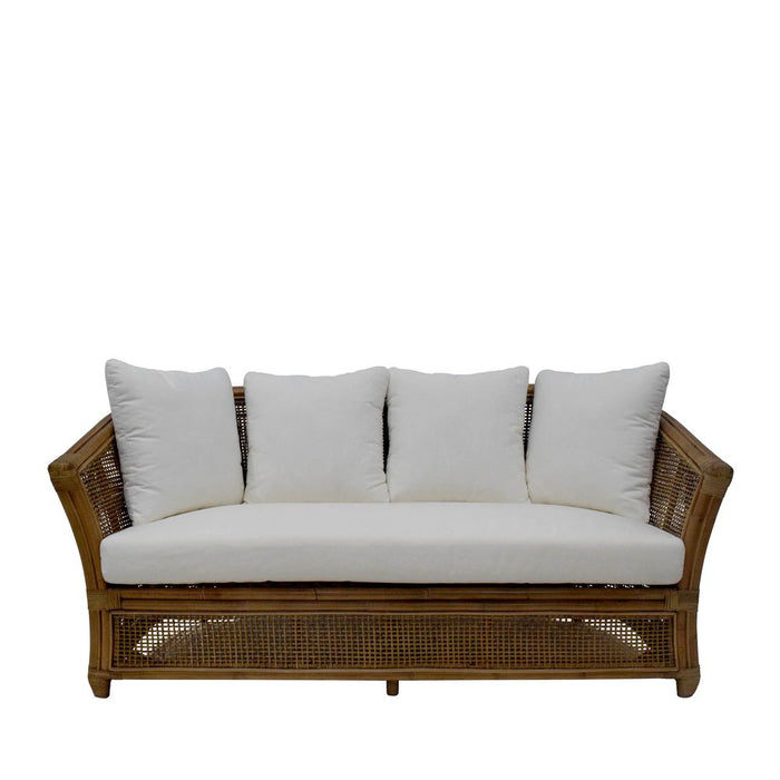 Cayman 2 Seat Rattan Sofa Cream Cushion Off White - OWEJ0004C