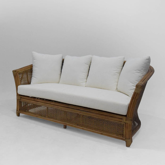 Cayman 2 Seat Rattan Sofa Cream Cushion Off White - OWEJ0004C