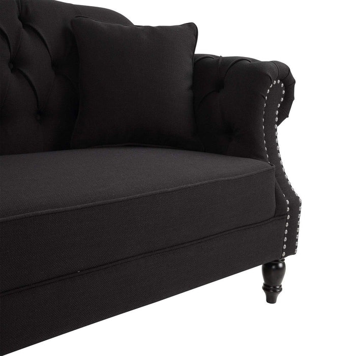 Vaucluse Buttoned 3 Seat Sofa Charcoal With Studs Grey - OWFL0246CH-3