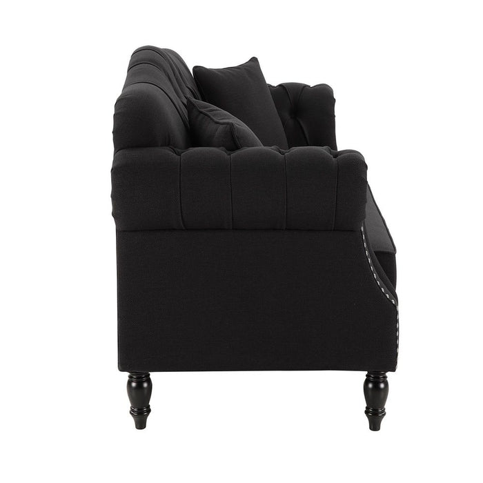 Vaucluse Buttoned Tuffed 2 Seat Sofa Charcoal With Studs Grey - OWFL0246CH-2