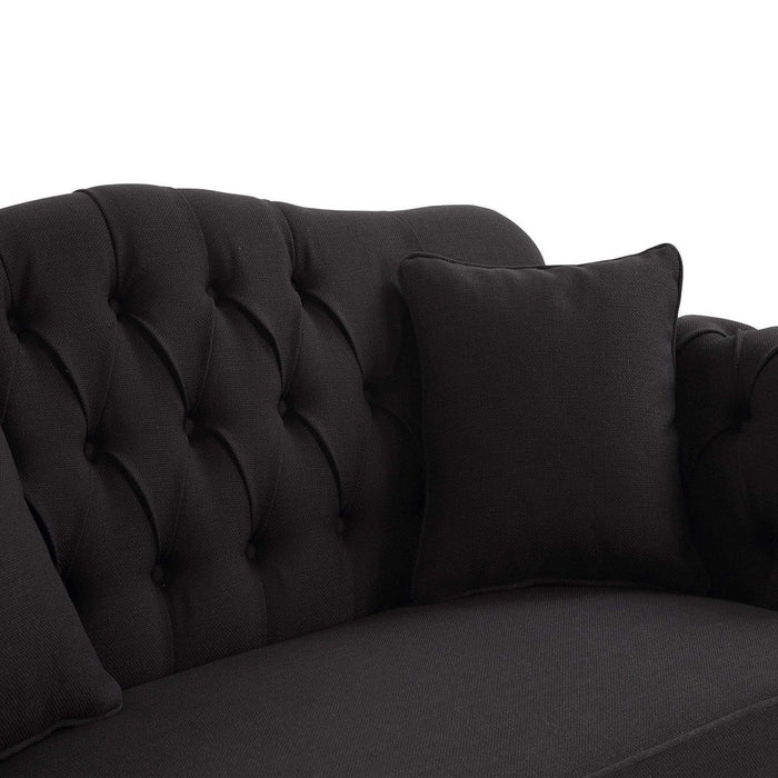Vaucluse Buttoned Tuffed 2 Seat Sofa Charcoal With Studs Grey - OWFL0246CH-2