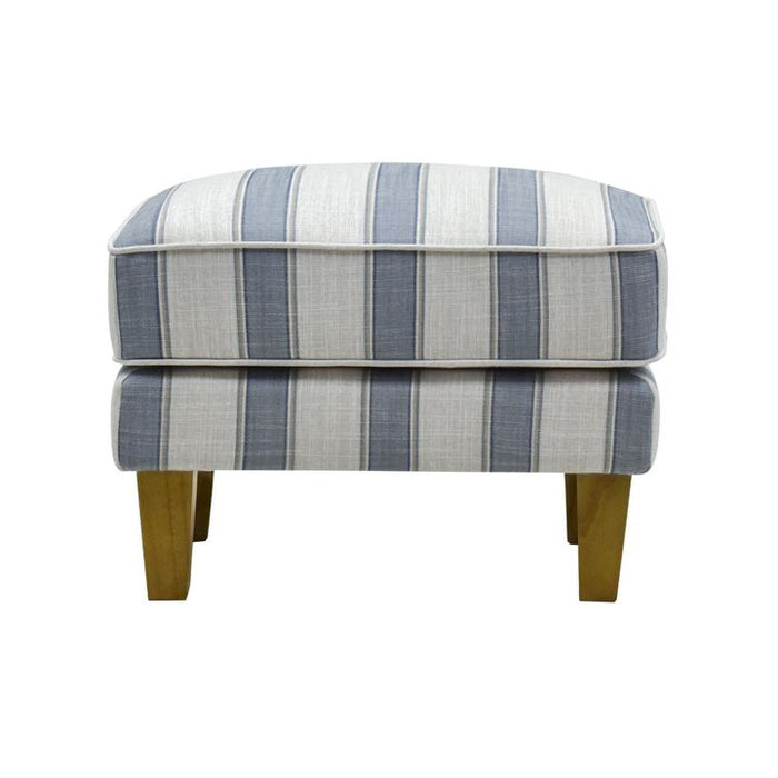 Bondi Hamptons Ottoman Stripe Sky With Piping Blue - OWFL0251BS