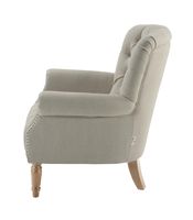 Maurice Linen Blend Buttoned Armchair Studs Oak Legs With Natural - OWFL0244N