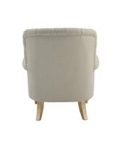 Maurice Linen Blend Buttoned Armchair Studs Oak Legs With Natural - OWFL0244N