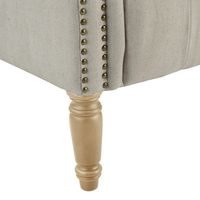 Maurice Linen Blend Buttoned Armchair Studs Oak Legs With Natural - OWFL0244N