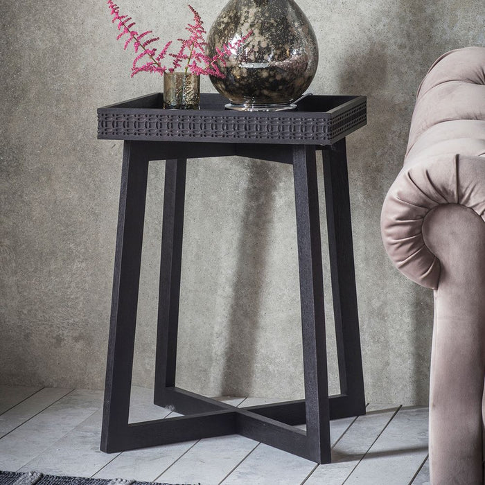 Boho Boutique Wood Bedside Table Black - GDFUR0187