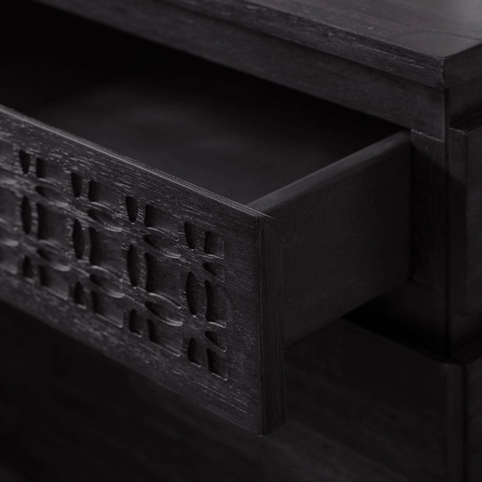 Boho Boutique Wood Bedside 2 Drawer Black - GDFUR0186