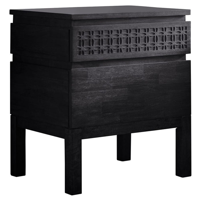 Boho Boutique Wood Bedside 2 Drawer Black - GDFUR0186