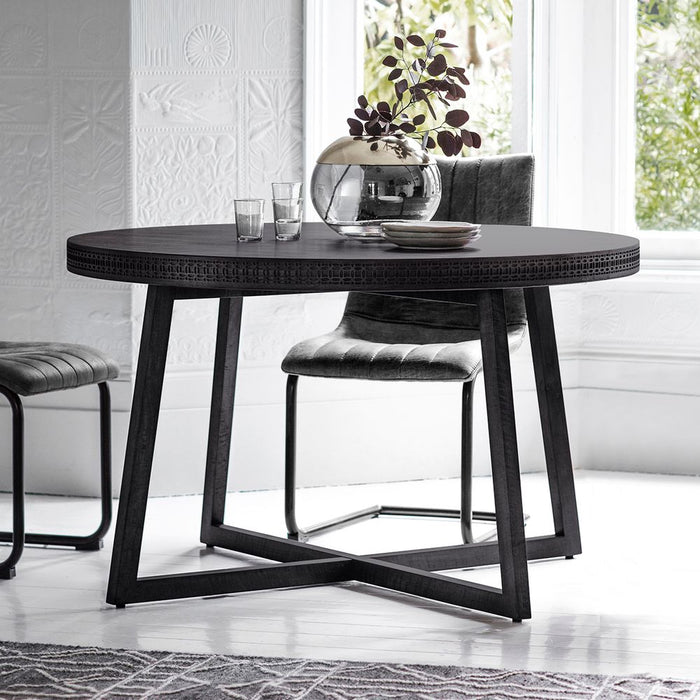 Boho Boutique Round Wood Dining Table Black - GDFUR0188