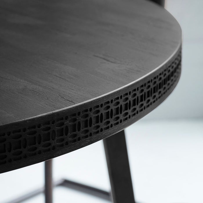 Boho Boutique Round Wood Dining Table Black - GDFUR0188