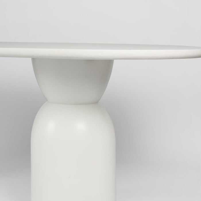 Olive Oval Sungkai Wood Dining Table White - KITMRDFUR0119