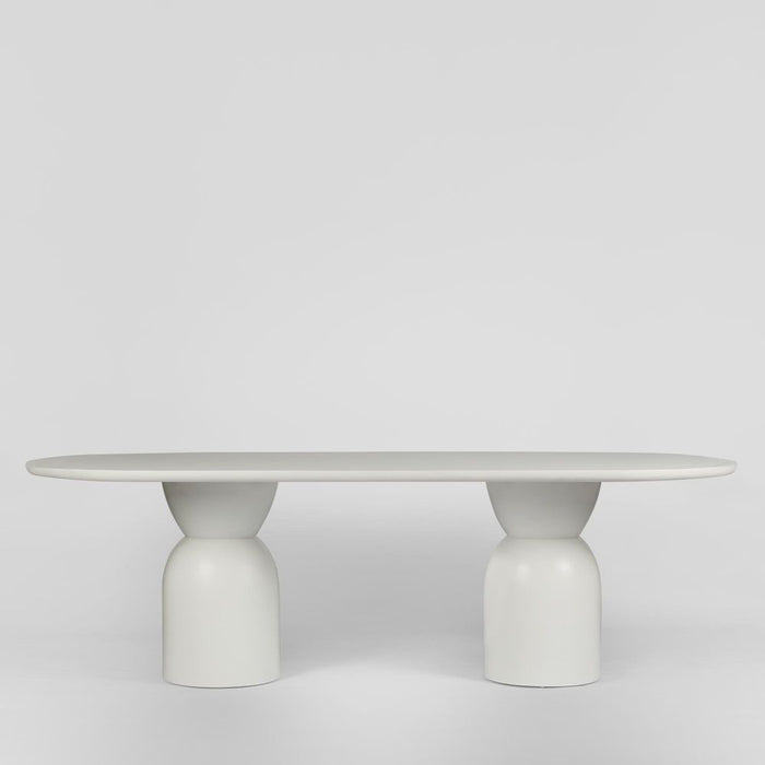 Olive Oval Sungkai Wood Dining Table White - KITMRDFUR0119